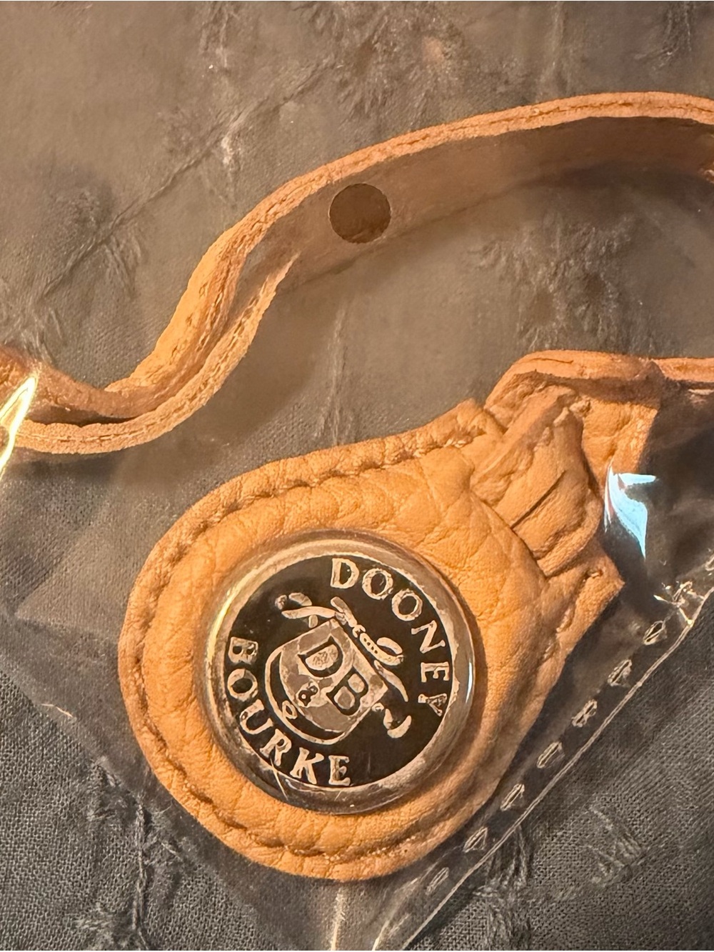 Dooney & Bourke Tan Leather Logo Key Fob